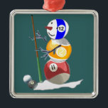 Adorno Metálico Billiard Ball Snowman<br><div class="desc">El adorable muñeco de nieve con bola de billar se ve genial en una amplia variedad de artículos de regalo para cualquier ocasión especial.</div>