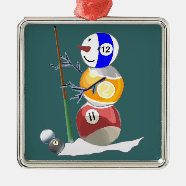 Adorno Metálico Billiard Ball Snowman (Frente)