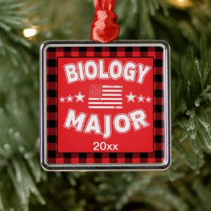 Adorno Metálico Biology College Student Red Plaid Xmas