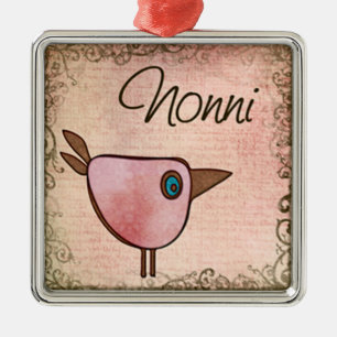 Adorno Metálico birdie rosa no