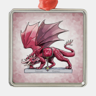 Adorno Metálico Birthstone Dragon - January Garnet