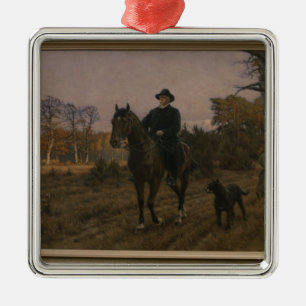 Adorno Metálico Bismarck a caballo con el perro