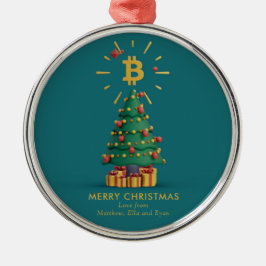 Adorno Metálico Bitcoin Merry Christmas Cryptocurrency Nombre pers
