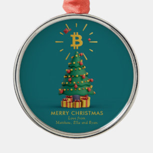 Adorno Metálico Bitcoin Merry Christmas Cryptocurrency Nombre pers