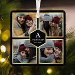 Adorno Metálico Black and Gold 4 Pictures Family Photo Collage<br><div class="desc">Upload your favorite photos to make your own unique personalized keepsake photo gift.</div>