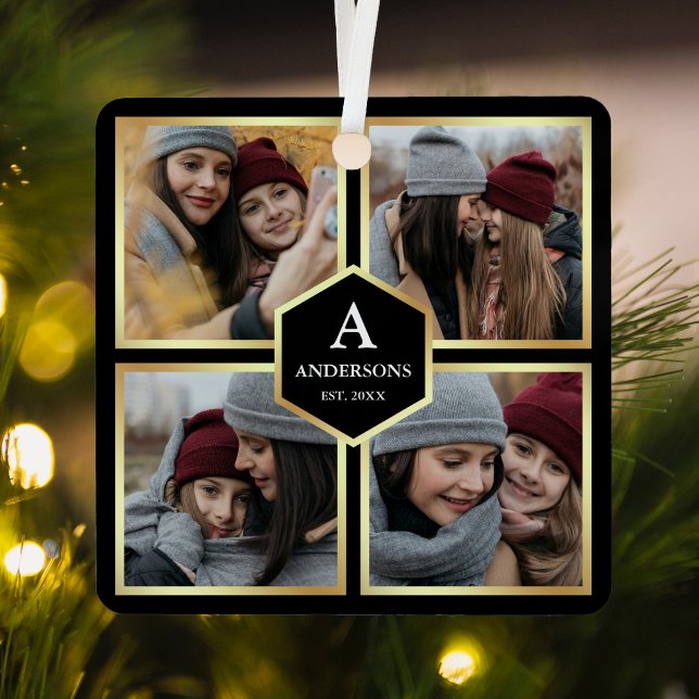 Adorno Metálico Black and Gold 4 Pictures Family Photo Collage (Subido por el creador)