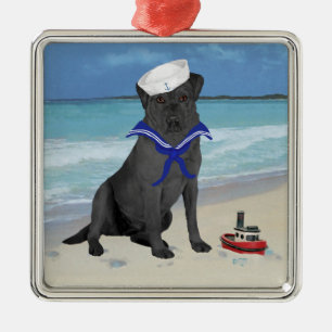 Adorno Metálico Black Labrador Retriever Sailor