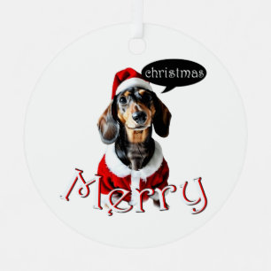 Adorno Metálico Black Tandan Modachshund Dog Face Santa Dachshund