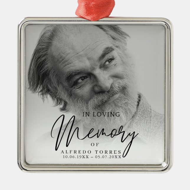 Adorno Metálico Black & White In Loving Memory Funeral  (Frente)