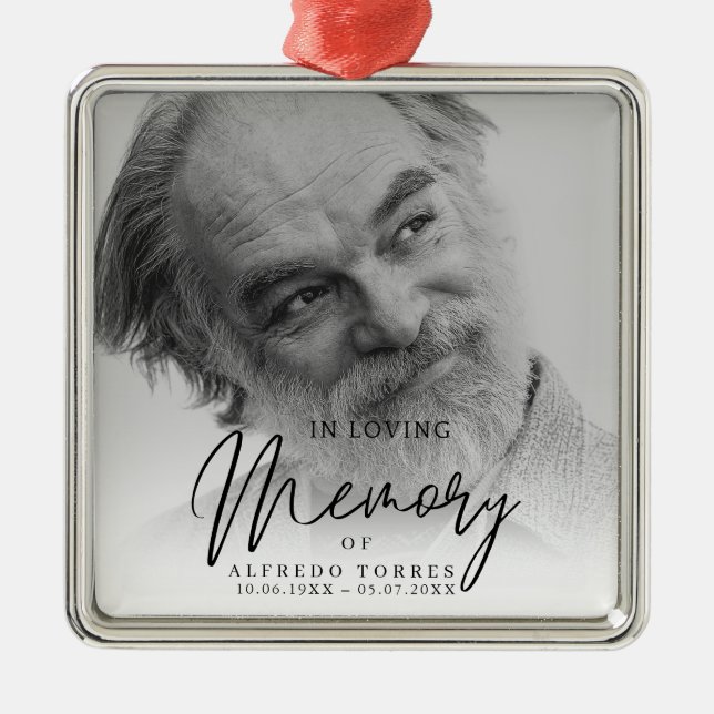 Adorno Metálico Black & White In Loving Memory Funeral  (Frente)