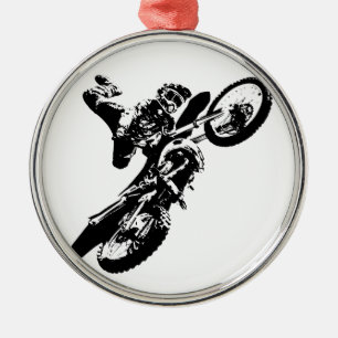Adorno Metálico Black White Pop Art Motocross Motoryle Sport