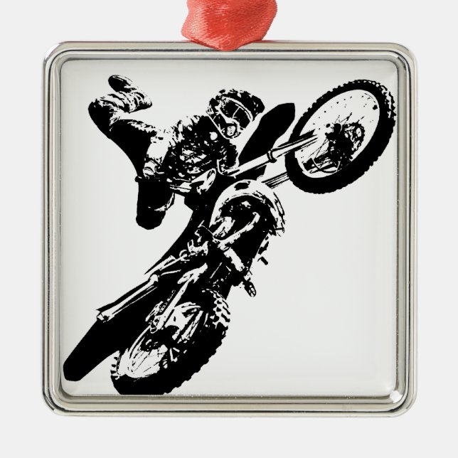 Adorno Metálico Black White Pop Art Motocross Motoryle Sport (Frente)