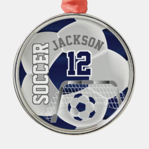 Adorno Metálico Blanco y azul oscuro Personalizan el fútbol ⚽ b