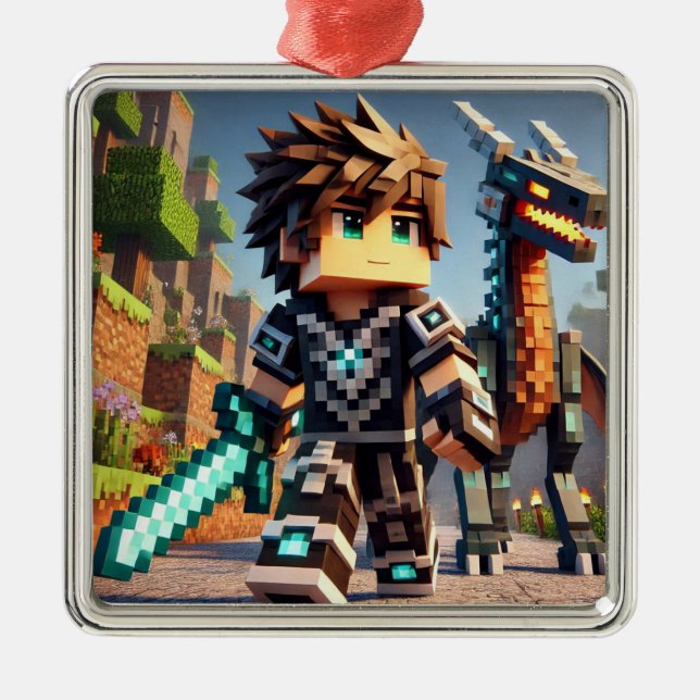 Adorno Metálico Blockstyle Dragon oscuro Diamond Sword (Frente)