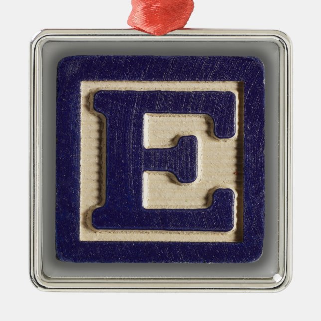 Adorno Metálico Bloque E del juguete del alfabeto (Frente)