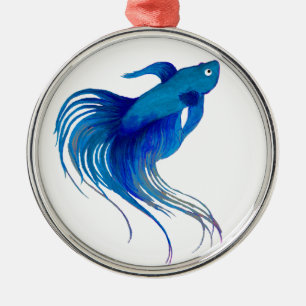 Adorno Metálico Blue Betta Watercolor