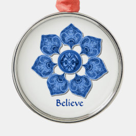 Adorno Metálico Blue Decorative Fabric Cutout Flower