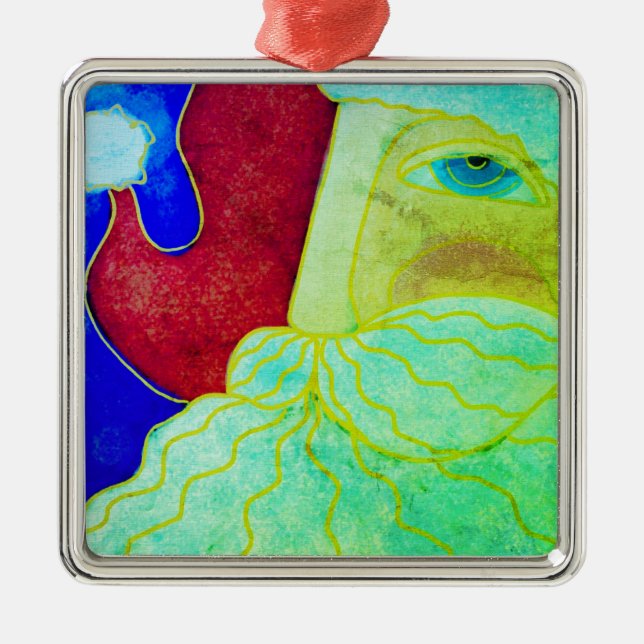 Adorno Metálico Blue Eyed Santa Claus Resumen Arte (Frente)