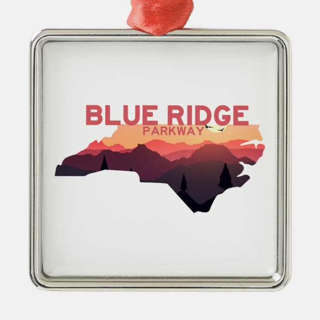 Adorno Metálico Blue Ridge Parkway North Carolina Map (Frente)