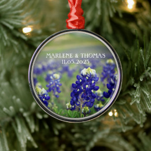 Adorno Metálico Bluebonnets Flores Azules Boda Floral Texas