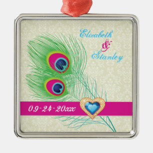 Adorno Metálico Boda de corazón de pluma de pluma de piedra de pav