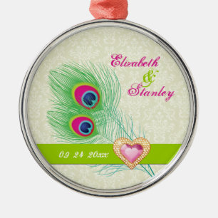Adorno Metálico Boda de corazón de pluma de pluma de piedra de pav