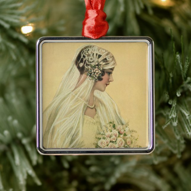 Adorno Metálico Boda de época, retrato de novia victoriana (Árbol)