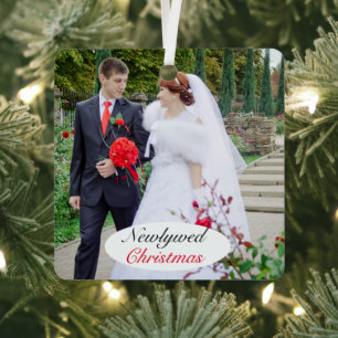 Adorno Metálico Boda de Navidades recién casados