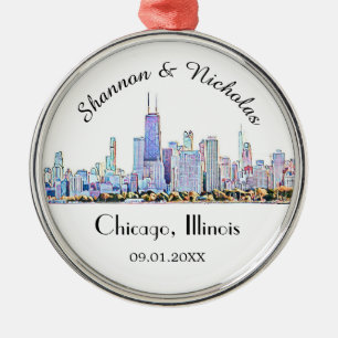 Adorno Metálico Boda del Skyline de Chicago personalizado