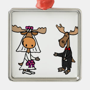 Adorno Metálico Boda divertida de los alces de novia y del novio