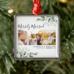 Adorno Metálico Boda fotográfico Eucalyptus Newlyweds Keepsake<br><div class="desc">Teclado de foto moderno</div>