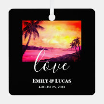 Boda Tema Tropical Beach Sunset acuarela
