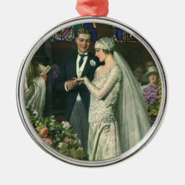 Adorno Metálico Boda Vintage, Novia y Novio con Menorá