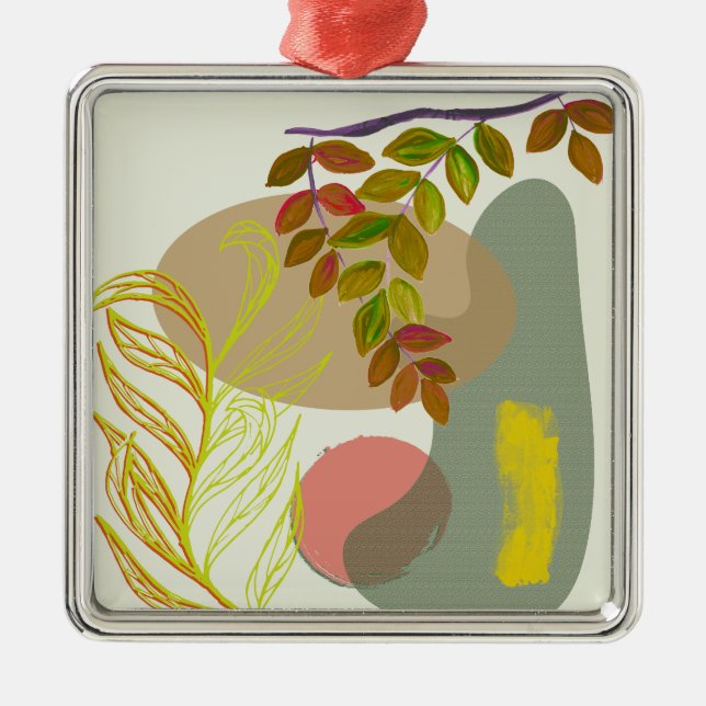 Adorno Metálico Boho Botánico Amarillo Verde (Frente)