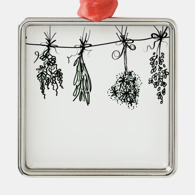 Adorno Metálico Boho botánico de las hierbas del jardín (Frente)