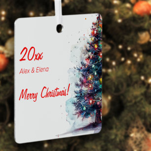 Adorno Metálico Bola de árbol de Navidad nieve Metalizado Ornament