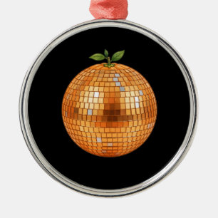 Adorno Metálico Bola de Disco Naranja