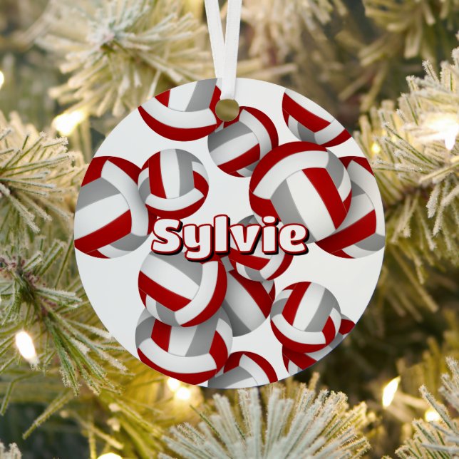 Adorno Metálico bolas de voleibol rojo grises con el nombre del at (in situ)