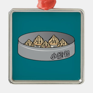 Adorno Metálico Bollo chino de Dim Sum de la bola de masa hervida