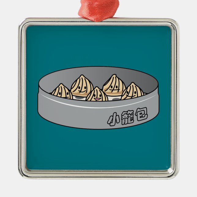 Adorno Metálico Bollo chino de Dim Sum de la bola de masa hervida (Frente)