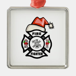 Adorno Metálico Bombero Papá Noel