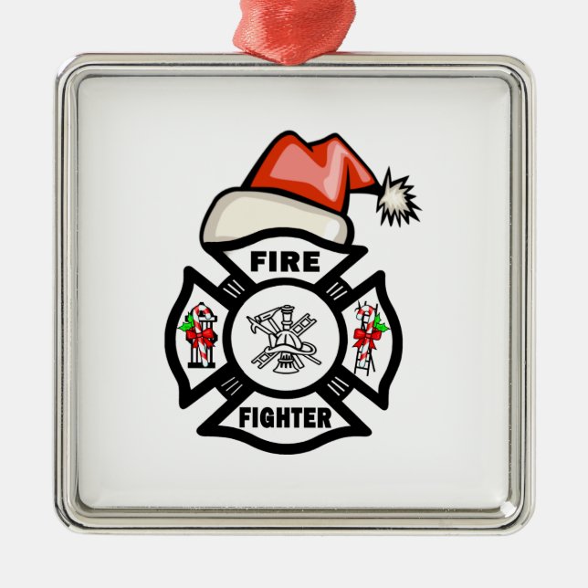 Adorno Metálico Bombero Papá Noel (Frente)