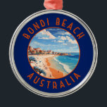 Adorno Metálico Bondi Beach Australia Viaje con arte<br><div class="desc">Bondi Beach con un estilo de arte vectorial. El impresionante aumento de arena blanca de Bondi es una de las playas más icónicas de Australia.</div>