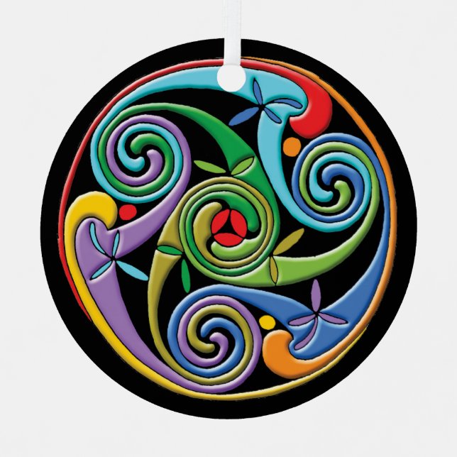 Adorno Metálico Bonita Mandala celta con coloridas bañeras (Anverso)