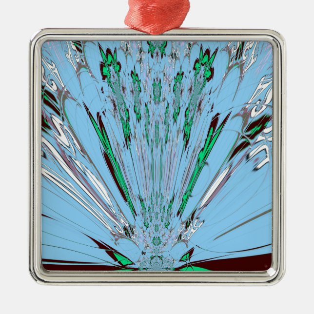 Adorno Metálico Bonito Aqua Blue Amazon Floral Motif Art (Frente)