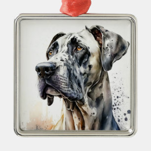 ADORNO METÁLICO BONITO COLOR DE AGUA NEGRO Y BLANCO GRAN PERRO DAN