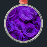 Adorno Metálico Bonito de rosas violeta romántico<br><div class="desc">ramo romántico violeta morado de rosas</div>