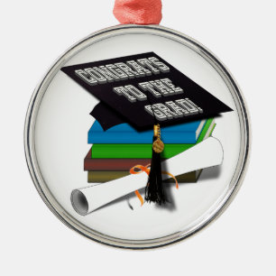 Adorno Metálico Book Stack "CONGRATS TO THE GRAD" Diploma