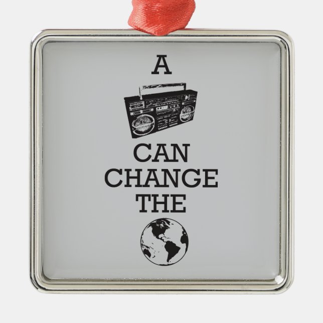 Adorno Metálico Boombox puede cambiar el mundo (Frente)