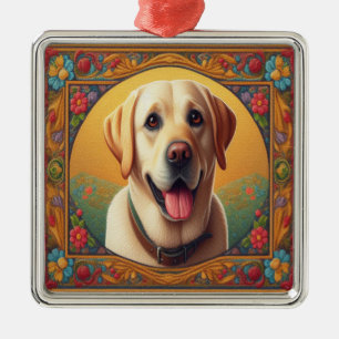 Adorno Metálico Borde colorido de perro recuperador de labrador fl